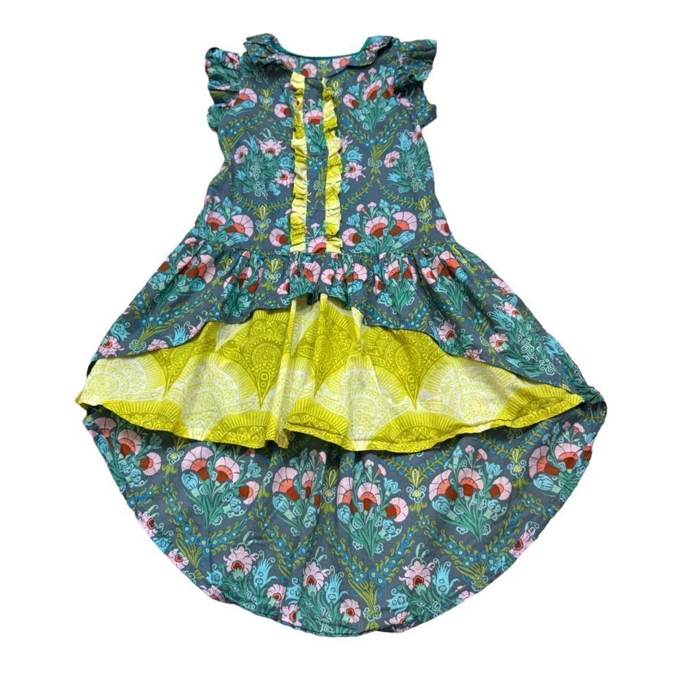 Girls Miss Priss Brand Floral High Low Short Sleeve Dress Size 4
